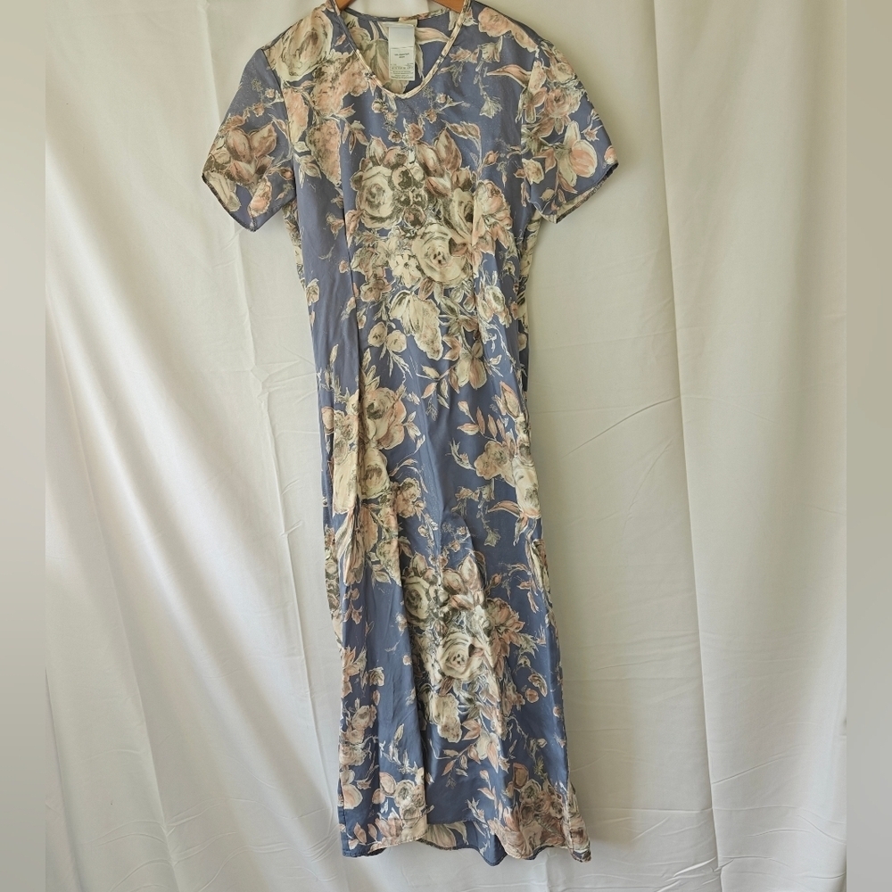 Laura Ashley Vintage Cottage Short Sleeve Floral Casual Midi Dress Size 6